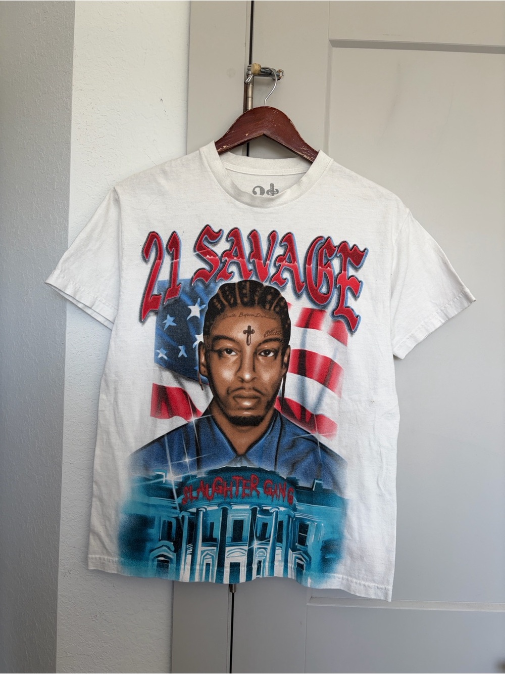 21 SAVAGE AMERICAN DREAM TOUR 2024 CONCERT GRAPHIC TEE WHITE SIZE MEDIUM